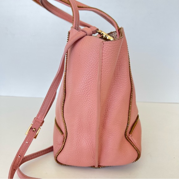 BOTKIER Soho Rossa Pebbled Leather Gold Signature Zip Small Shoulder Bag Tote - Picture 3 of 16